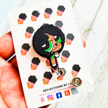 Load image into Gallery viewer, Black Powerpuff Girls Trio Retractable ID Badge Reel

