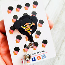 Load image into Gallery viewer, Black Powerpuff Girls Trio Retractable ID Badge Reel
