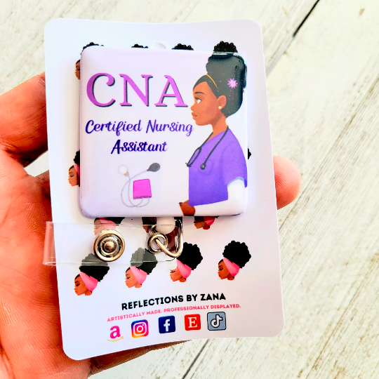 2) CNA Certified Nursing Assistant Retractable Badge Reel ID Holder –  Reflections By Zana