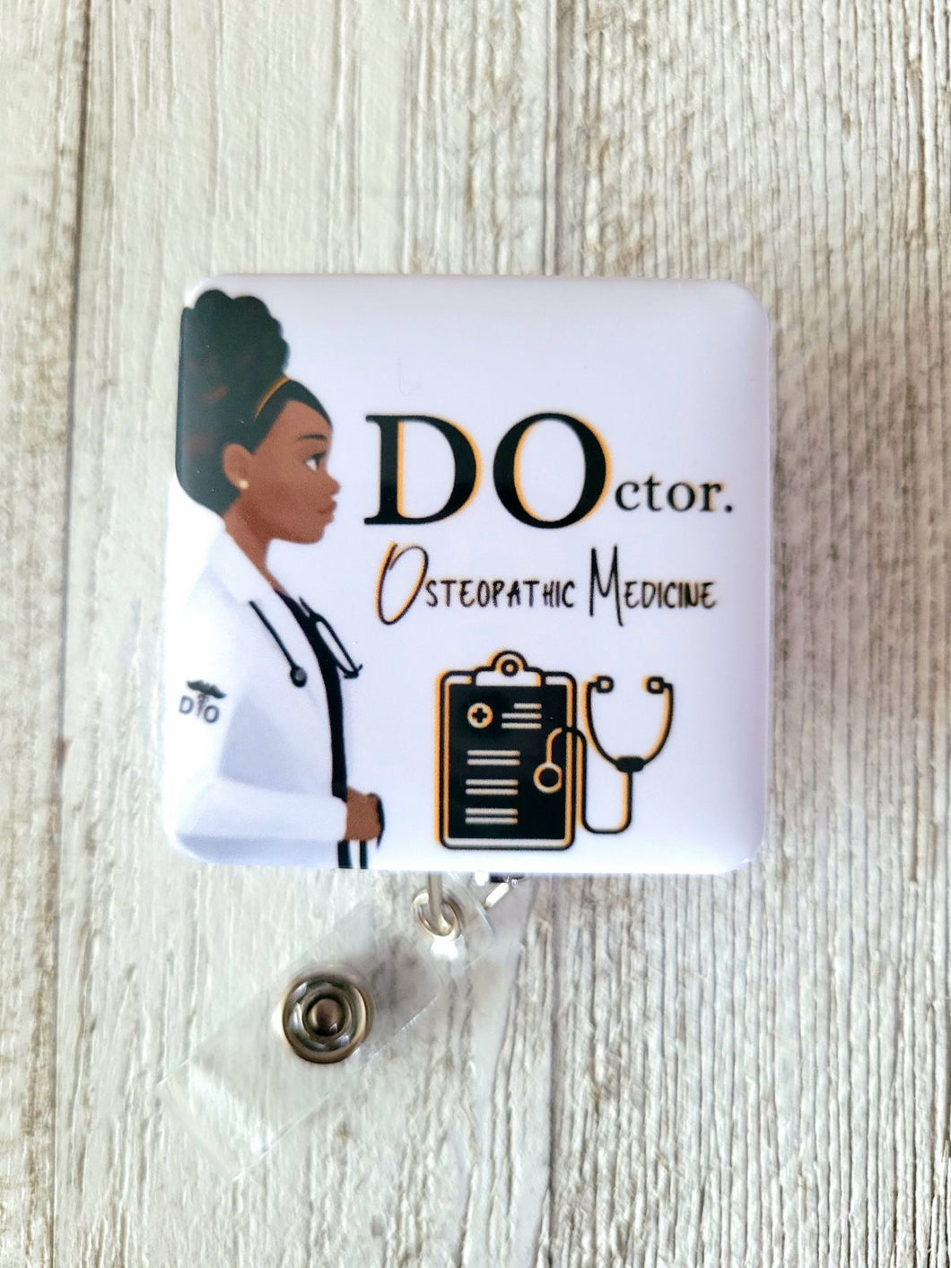 (2) DO Doctor of Osteopathic Medicine Retractable Badge Reel ID Holder