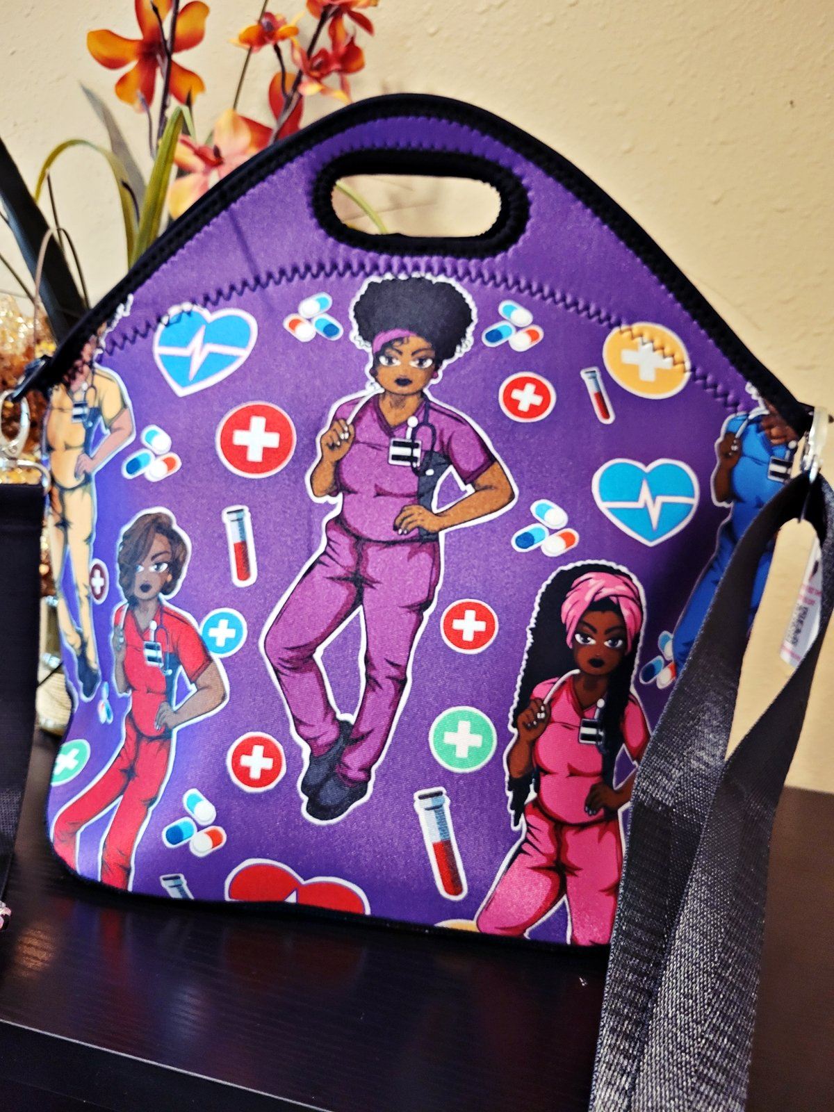 Black Girls XL Lunch Tote in Poppin Purple