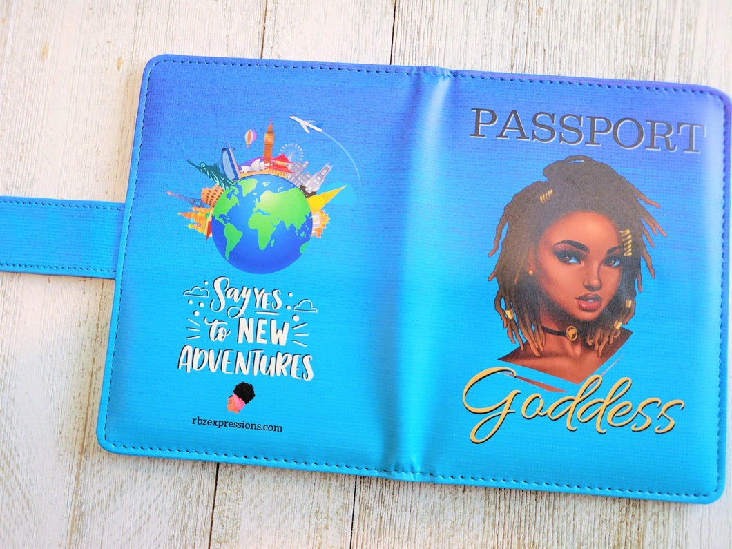 Loc'd Goddess Ocean Blue Passport Cover