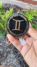 Load image into Gallery viewer, Gemini the Twins Zodiac Retractable ID Badge Reel
