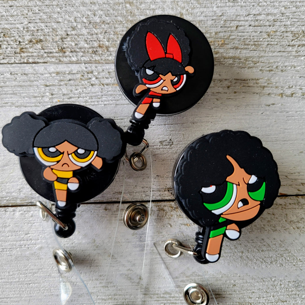 Black Powerpuff Girls Trio Retractable ID Badge Reel