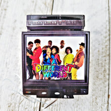 Load image into Gallery viewer, reflections by zana african american badge retractable id badge holder a different world our black F.R.I.E.N.D.S acrylic ID badge reels pins a different world fan gear black F.R.I.E.N.D.S accessory TV show-themed badge holders acrylic badge reels or pins a different world TV show merchandise unique badge reel design our black F.R.I.E.N.D.S pins TV show-inspired badge accessories badge holders for fans a different world pride nostalgic TV show accessory black F.R.I.E.N.D.S badge reels
