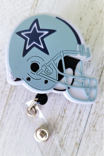 Dallas Cowboys Helmet Badge Reel Football Fan Gear NFL Team ID Holder Slide Reel