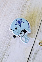 Load image into Gallery viewer, african american, reflections by zana, dallas cowboys, helmet, badge reel, cowboys-themed badge holder, dallas football helmet design, cowboys fan gear, football helmet badge accessory, navy and silver badge reel, dallas sports merchandise, unique badge reel design, cowboys workwear, nfl team badge holder, cowboys pride, dallas-themed work accessory, football fan gear, america&#39;s team badge reel, dallas sports fan accessory, cowboys emblem badge holder

