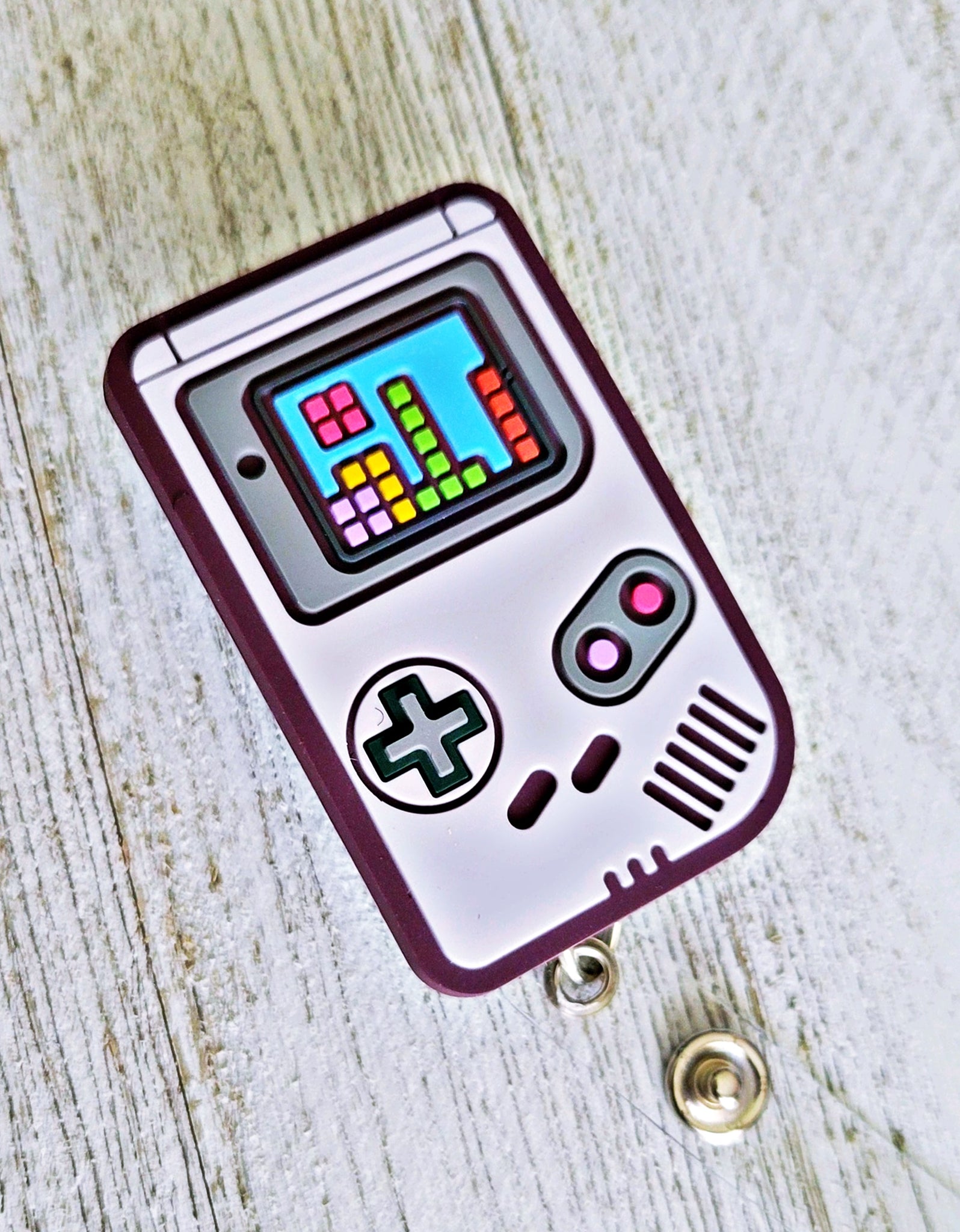 Original Gameboy ID Retractable Badge Reel Old-School Gaming Holder Slide Reel