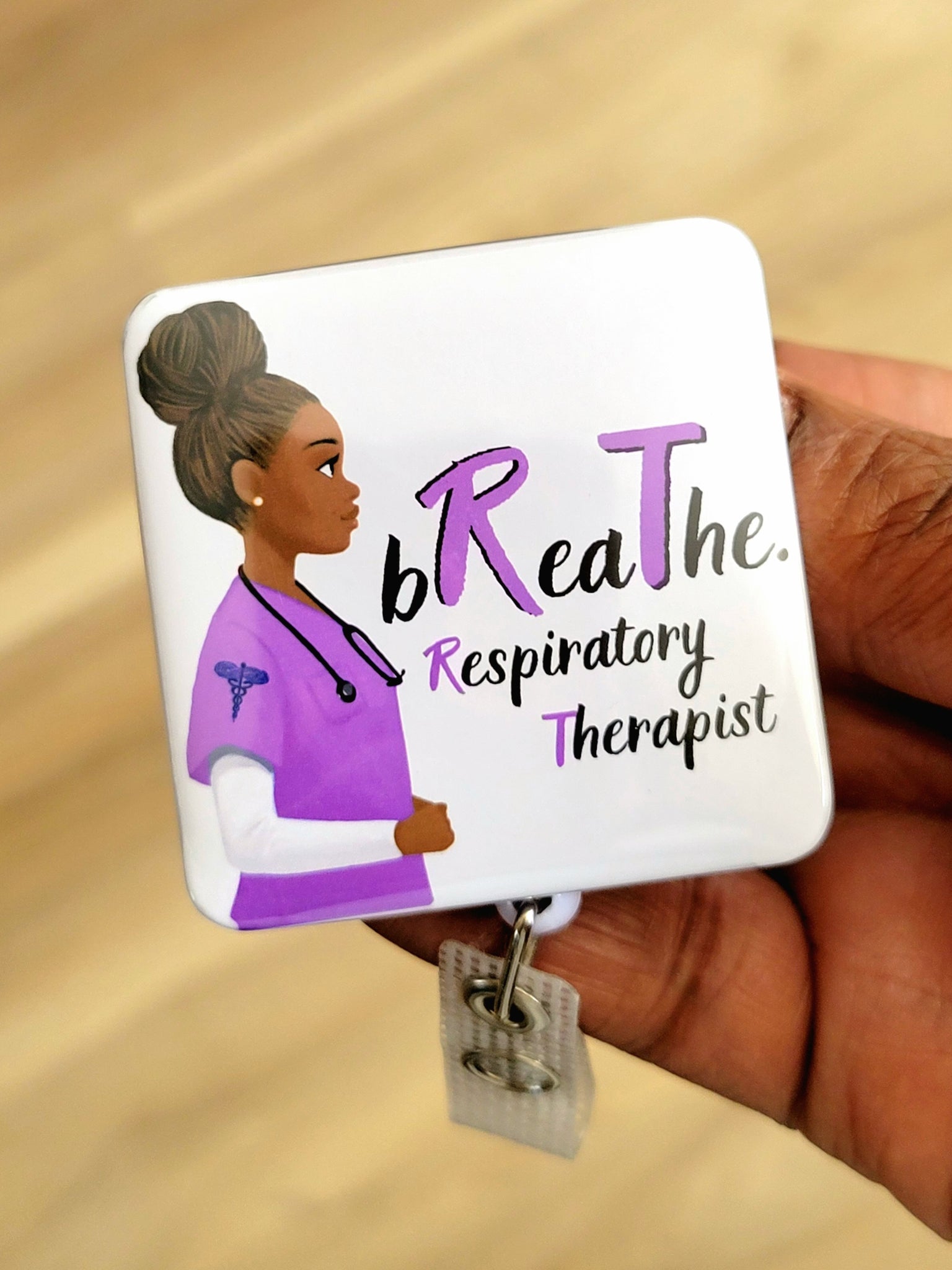 RT Badge Holder, Personalized ID Badges for Respiratory Therapist, Lungs Badge Reel, Retractable Holder with Name