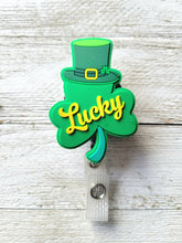 Load image into Gallery viewer, Lucky Shamrock Retractable Badge Reel
