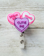 Load image into Gallery viewer, Pink Heart Candy ID Retractable Badge Reel
