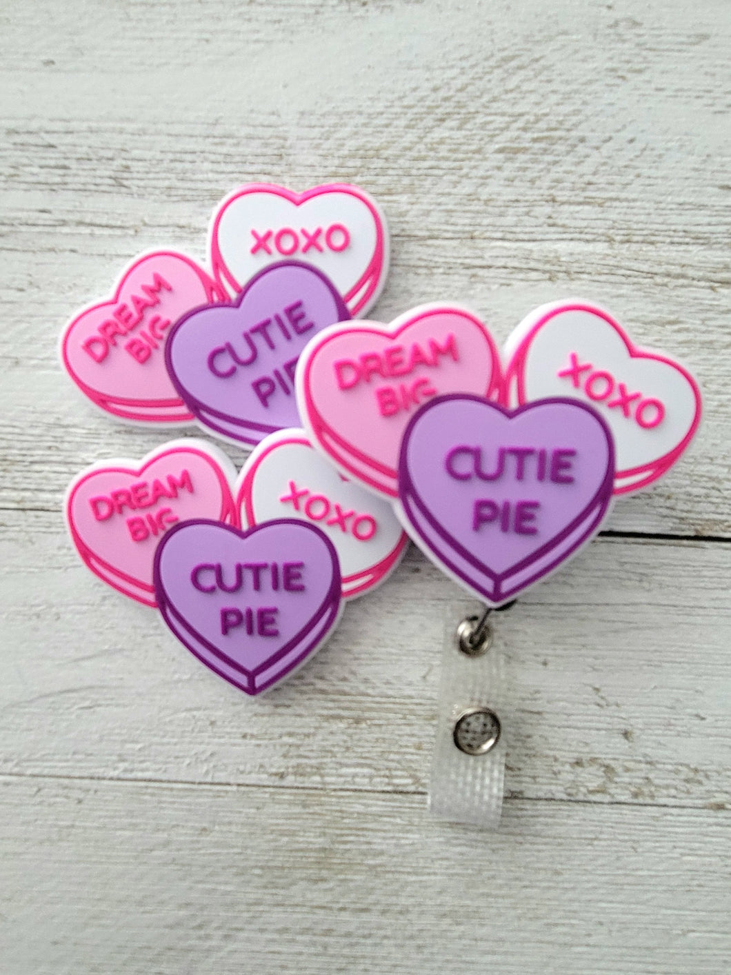 Pink Heart Candy ID Retractable Badge Reel