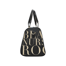 Load image into Gallery viewer, Exclusive Black Nurses Rock Swag Duffel Bag in White &amp; Gold - Reflections By Zana
