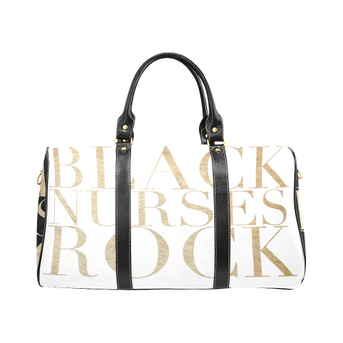 Exclusive Black Nurses Rock Swag Duffel Bag in White & Gold - Reflections By Zana
