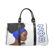 Load image into Gallery viewer, Zeta Phi Beta White Centennial Travel Bag with Shield
