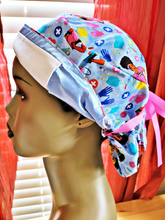 Load image into Gallery viewer,  Blue Satin Lined Scrub Cap
