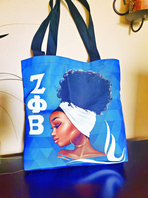 Zeta Phi Beta Tote Bag Natural Hair African American Black Art - Reflections By Zana