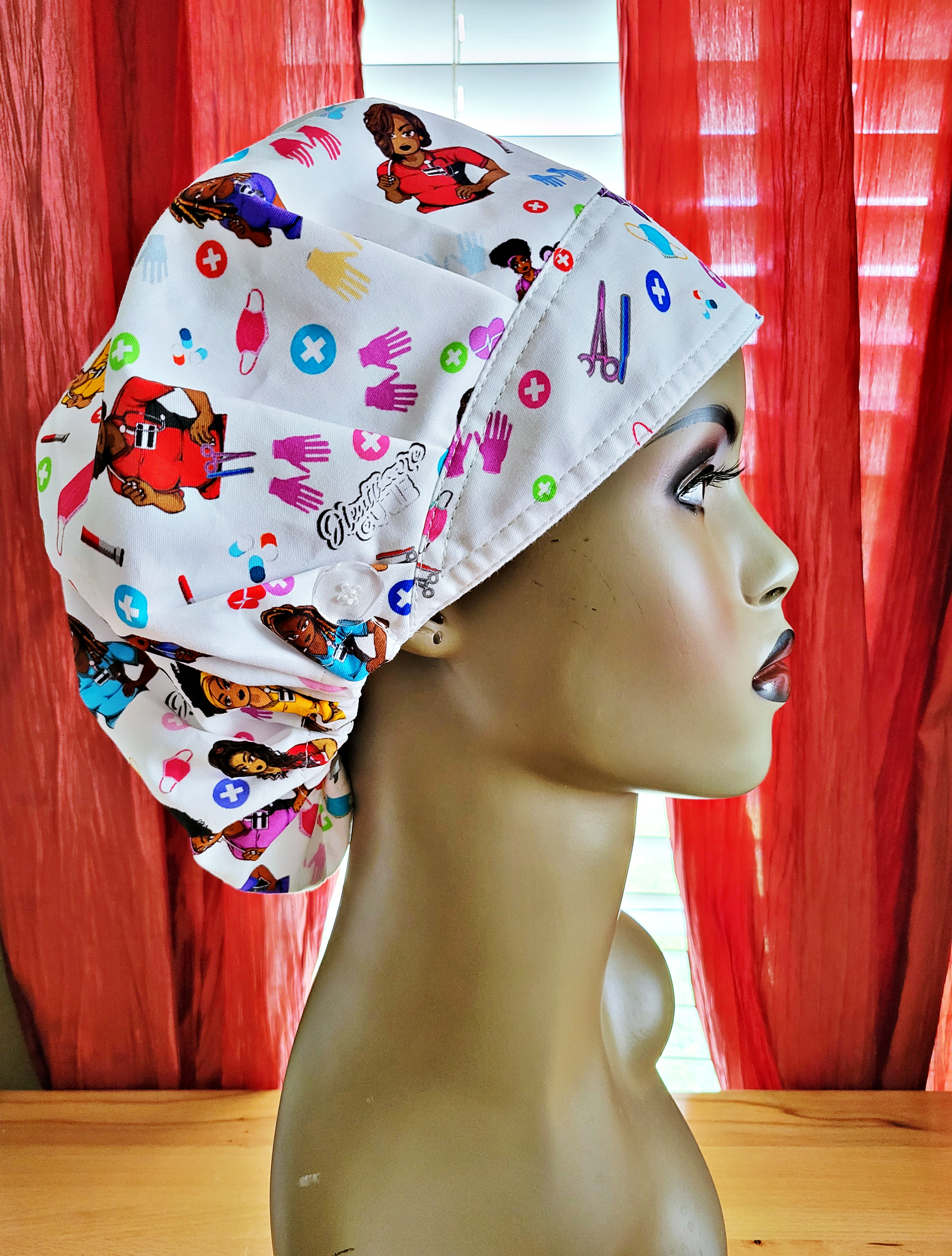 Mickey Mouse scrub cap, large Surgical cap, bigger bouffant surgical scrub  hat, scrub cap for women, scrub hat, surgical cap, big scrub cap